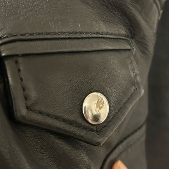 ALLSAINTS Leather Biker Moto Jacket Estae Black Sheep Leather –Size 4 - Picture 6 of 16